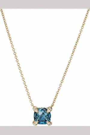 David Yurman 18kt yellow Châtelaine topaz diamond pendant necklace