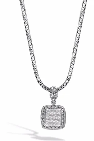 John Hardy Classic Chain diamond pav?? medium square pendant