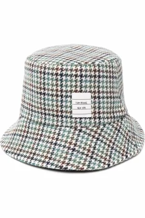Thom Browne Houndstooth name tag appliqué bucket hat