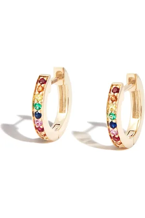 Sydney Evan 14kt yellow Rainbow Pavé huggie earrings