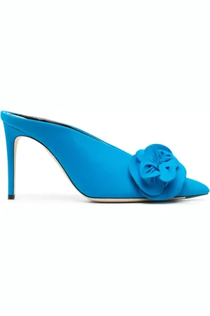 Victoria Beckham Floral-appliqué 105mm leather mules