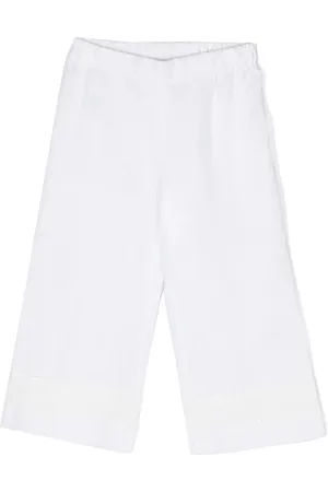 LA STUPENDERIA Lace-appliqué linen trousers