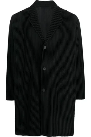 Issey Miyake Plissé single-breasted coat