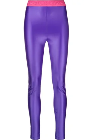 MSGM logo-waistband Shiny Leggings - Farfetch