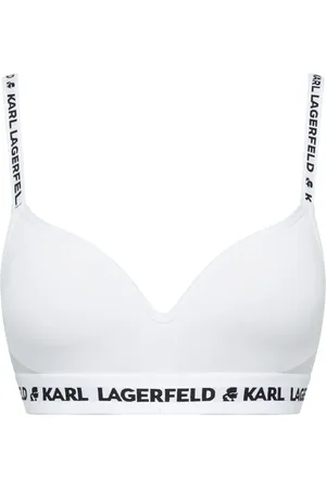 Padded triangle bra with monogram pattern and adjustable straps