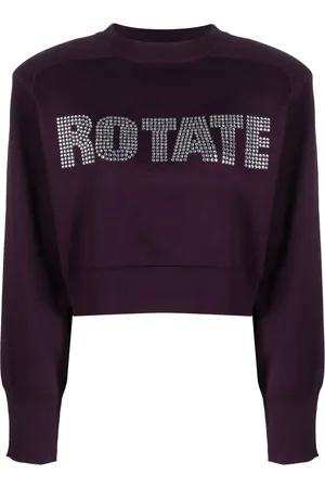 ROTATE Rhinestone-embellished logo-appliqué sweatshirt