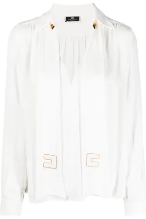 Elisabetta Franchi Attached-scarf logo-appliqu?? blouse
