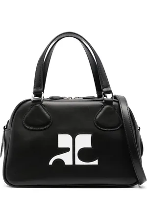 Courrèges Logo-appliqué leather bowling bag