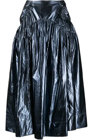 REJINA PYO Anika gathered lamé midi skirt