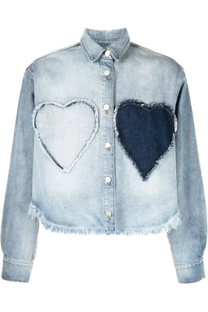 Natasha Zinko Heart-appliqu?? frayed denim shirt