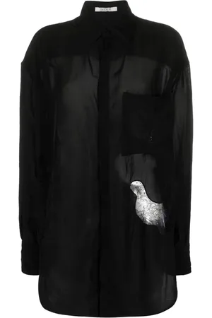 Gauchere Floral lace-appliqué satin-finish shirt