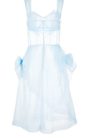 Maison Margiela Bow-appliqué tulle midi dress