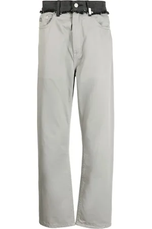 Izzue Frayed low-rise straight-leg trousers