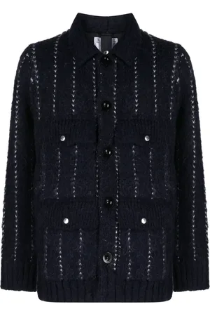 SACAI Striped bouclé shirt jacket