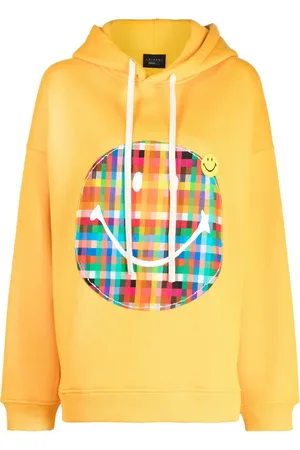 JOSHUA SANDERS Plaid Smiley-appliqu?? jersey hoodie