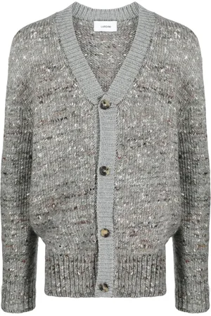 LARDINI Mélange ribbed-trim cardigan