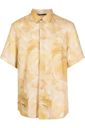 boohoo Mens Short Sleeve Jersey Textured Shirt and Set - Yellow XL