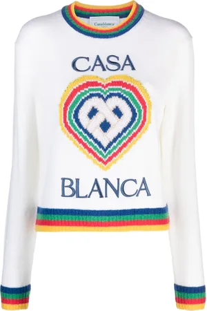 Casablanca Heart logo-intarsia bouclé jumper