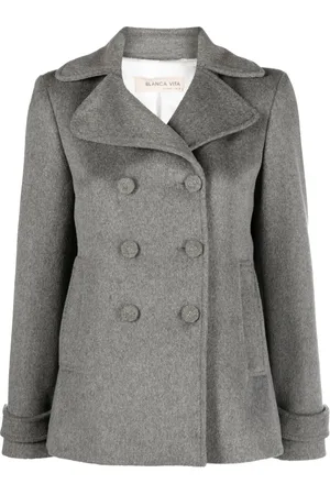 BLANCA Notched-lapels m??lange-effect peacoat