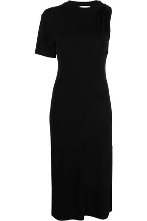 Courrèges Logo-appliqué asymmetric midi dress