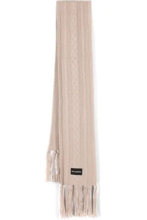 Karl Lagerfeld Logo-appliqué cable-knit scarf