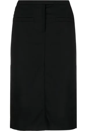 Courrèges Logo-appliqué high-waist midi skirt