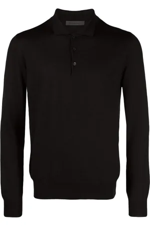 corneliani Mélange-effect wool polo shirt