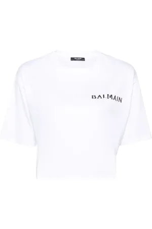 Balmain Logo-appliqu?? cropped T-shirt