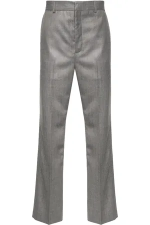 Acne Studios Pressed-crease mélange straight-leg trousers