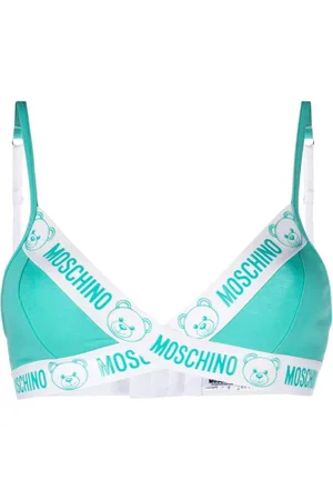 Moschino logo-tape triangle bra - Green