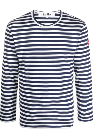 Comme des Garçons X the Artist Invader pixelated-appliqué striped T-shirt