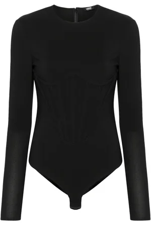 Black Corset panel jersey bodysuit, Versace