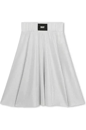 DKNY Logo-appliqué metallic-finish skirt