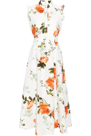 White Vacation Azami floral-print linen dress, Erdem