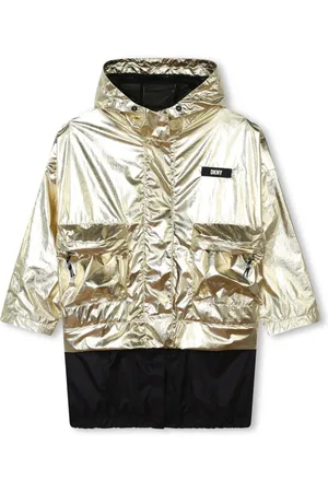 DKNY Logo-appliqué metallic-finish jacket