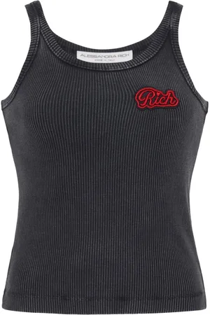 Alessandra Rich Logo-appliqu?? ribbed tank top