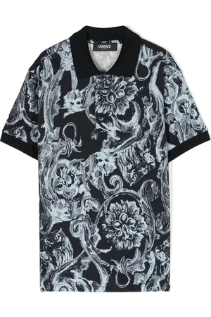 VERSACE Barocco-print piqué-weave polo shirt