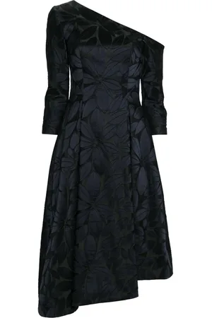 TALBOT RUNHOF Floral-appliqu?? satin midi dress