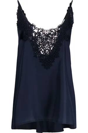 P.A.R.O.S.H. Macram??-detail silk tank top