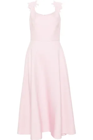 VALENTINO GARAVANI Floral-appliqu?? flared midi dress