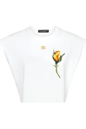 Dolce & Gabbana Rose-appliqué cropped T-shirt