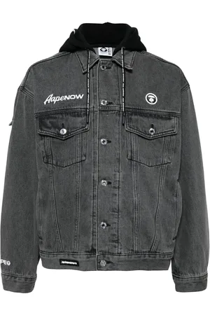 A Bathing Ape Logo-appliqué hooded denim jacket