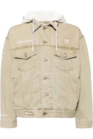 A Bathing Ape Logo-appliqué hooded denim jacket