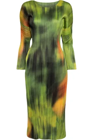 PLEATS PLEASE ISSEY MIYAKE Turnip & Spinach plissé midi dress