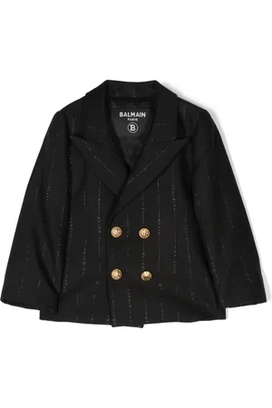 Balmain Kids embossed-button double-breasted blazer - Blue