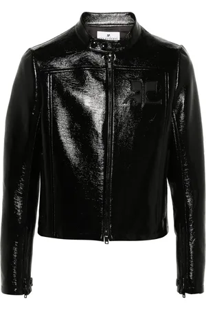 Courrèges Logo-appliqué high-shine jacket