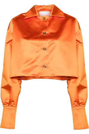 Patou Cropped satin shirt jacket