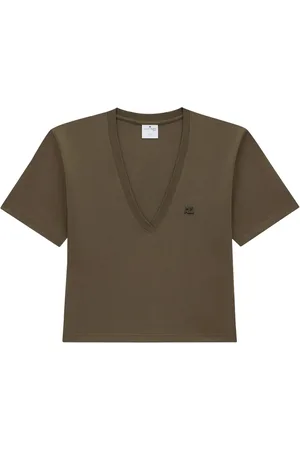 Courrèges Logo-appliqué cropped T-shirt