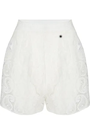 Giambattista Valli Paisley macramé high-waist shorts