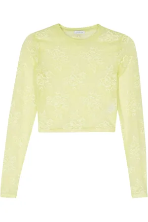 Patrizia Pepe Floral-lace sheer crop top